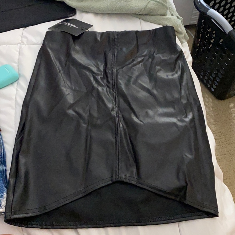 Leather mini skirt